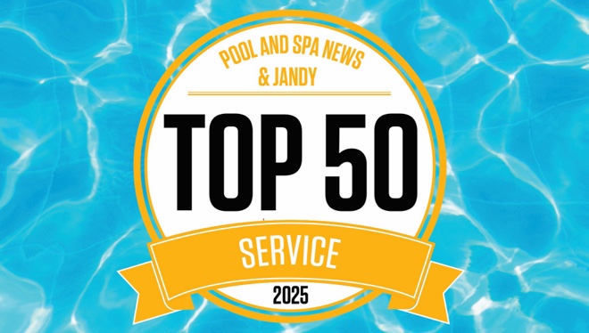 Distinction Top 50 service 2025 Pool and Spa News pour entreprise spécialisée en entretien de piscines et spas