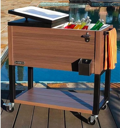 Vintage 76L steel cooler with 4 wheels - 2004BN